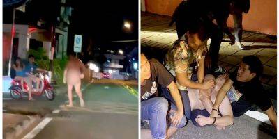 В Таиланде скрутили голого россиянина, который ходил по улицам и бил людей — видео