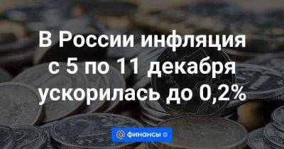 В России инфляция с 5 по 11 декабря ускорилась до 0,2%