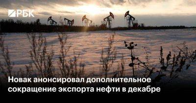 Новак анонсировал дополнительное сокращение экспорта нефти в декабре