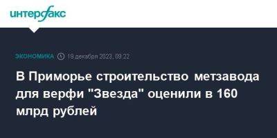 В Приморье строительство метзавода для верфи "Звезда" оценили в 160 млрд рублей