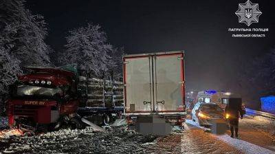 На трассе Киев-Чоп столкнулись грузовики и легковушка, есть пострадавшие