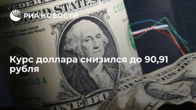 Курс доллара на Московской бирже в начале торгов снизился до 90,91 рубля
