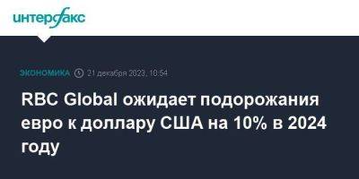 RBC Global ожидает подорожания евро к доллару США на 10% в 2024 году