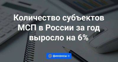 Количество субъектов МСП в России за год выросло на 6%
