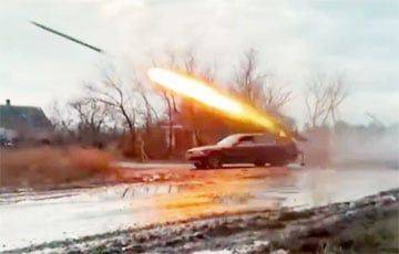 На легковой BMW украинские умельцы установили РСЗО «Град» и обстреливают врага