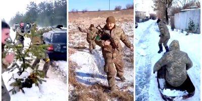 В душе по-прежнему дети. Подборка видео с зимними развлечениями украинских военных
