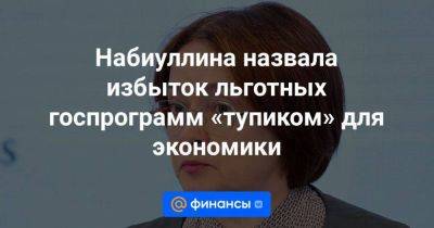 Набиуллина назвала избыток льготных госпрограмм «тупиком» для экономики