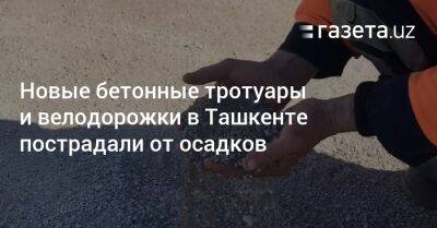 Новые бетонные тротуары и велодорожки в Ташкенте пострадали от осадков