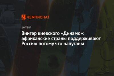 Вингер киевского «Динамо»: африканские страны поддерживают Россию потому что напуганы