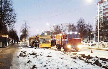 В Жодино загорелся пассажирский автобус