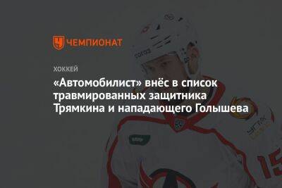 «Автомобилист» внёс в список травмированных защитника Трямкина и нападающего Голышева