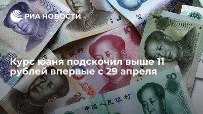 Курс юаня на Московской бирже поднимался до 11,01 рубля впервые с 29 апреля