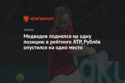 Медведев поднялся на одну позицию в рейтинге ATP, Рублёв опустился на одно место