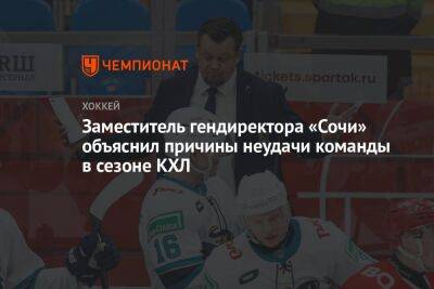 Заместитель гендиректора «Сочи» объяснил причины неудачи команды в сезоне КХЛ