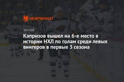 Капризов вышел на 6-е место в истории НХЛ по голам среди левых вингеров в первые 3 сезона