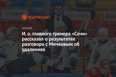 И. о. главного тренера «Сочи» рассказал о результатах разговора с Мичковым об удалениях