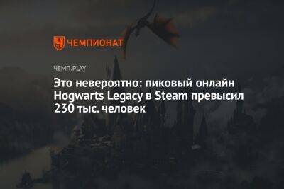 Это невероятно: пиковый онлайн Hogwarts Legacy в Steam превысил 230 тыс. человек