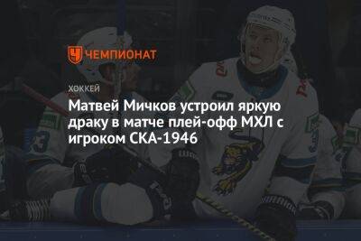 Матвей Мичков устроил яркую драку в матче плей-офф МХЛ с игроком СКА-1946