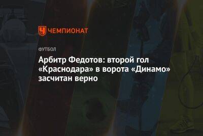 Арбитр Федотов: второй гол «Краснодара» в ворота «Динамо» засчитан верно