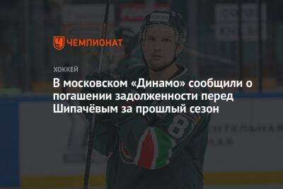 В московском «Динамо» сообщили о погашении задолженности перед Шипачёвым за прошлый сезон