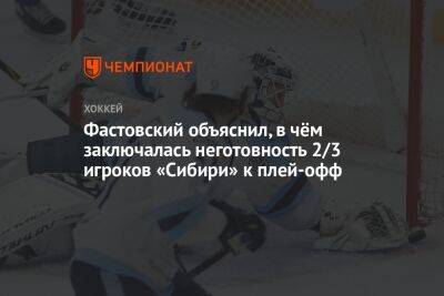 Фастовский объяснил, в чём заключалась неготовность 2/3 игроков «Сибири» к плей-офф