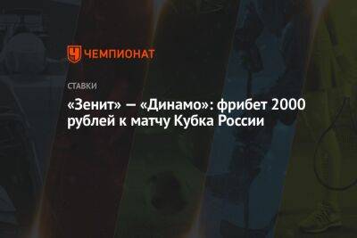 «Зенит» — «Динамо»: фрибет 2000 рублей к матчу Кубка России