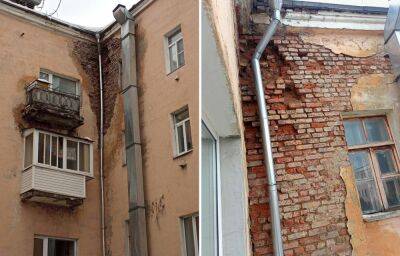 В Твери проверяют дом №7 по улице Советской — возможно обрушение кладки стены