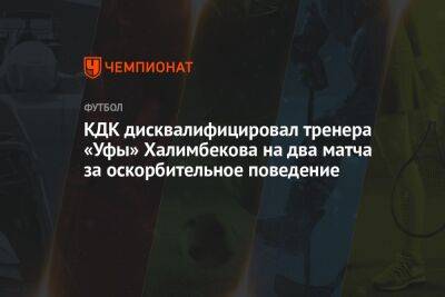 КДК дисквалифицировал тренера «Уфы» Халимбекова на два матча за оскорбительное поведение