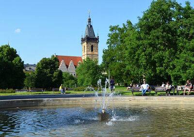 Видео: голая иностранка купалась в фонтане в центре Праги
