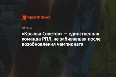 «Крылья Советов» — единственная команда РПЛ, не забивавшая после возобновления чемпионата