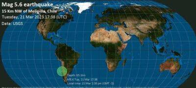 Землетрясение магнитудой 5,9 произошло в чилийском Вальпараисо - unn.com.ua - Украина - Киев - Казахстан - Узбекистан - Индия - Афганистан - Пакистан - Чили