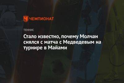 Стало известно, почему Молчан снялся с матча с Медведевым на турнире в Майами