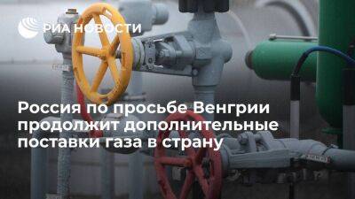 Правительство: Россия по просьбе Венгрии продолжит дополнительные поставки газа в страну
