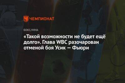 «Такой возможности не будет ещё долго». Глава WBC разочарован отменой боя Усик — Фьюри