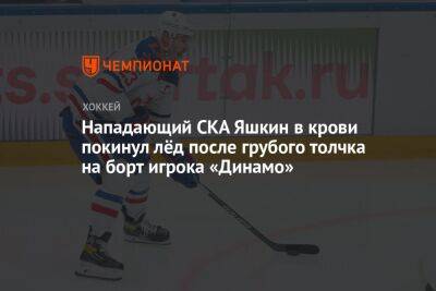 Нападающий СКА Яшкин в крови покинул лёд после грубого толчка на борт игрока «Динамо»