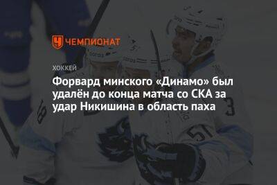 Форвард минского «Динамо» был удалён до конца матча со СКА за удар Никишина в область паха