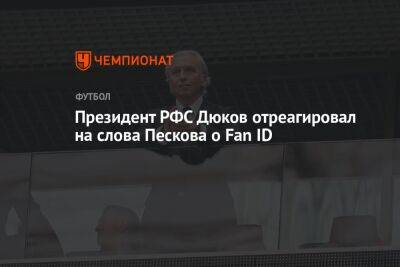 Президент РФС Дюков отреагировал на слова Пескова о Fan ID