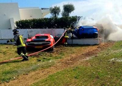 Эффектная авария сразу двух Ferrari попала на видео