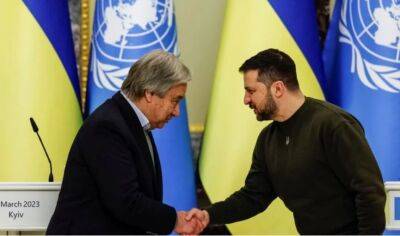 Генсек ООН на встрече с Зеленским в Киеве выступил за «справедливый мир»