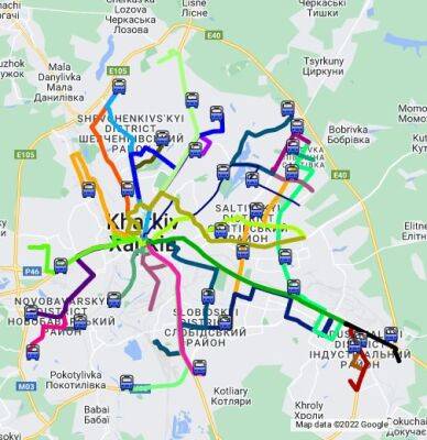 Мэрия Харькова опубликовала карту автобусных маршрутов на время блэкаута
