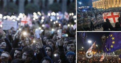 Протесты в Грузии 8 марта – протестующие требуют отозвать закон об иноагентах и освободить всех задержанных – видео
