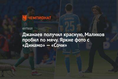 Джанаев получил красную, Маликов пробил по мячу. Яркие фото с «Динамо» — «Сочи»