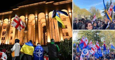 Антиправительственный протест Тбилиси - в Грузии оппозиция провела митинг за евроинтеграцию