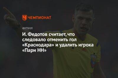 И. Федотов считает, что следовало отменить гол «Краснодара» и удалить игрока «Пари НН»