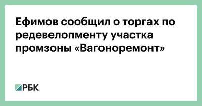 Владимир Ефимов - Ефимов сообщил о торгах по редевелопменту участка промзоны «Вагоноремонт» - smartmoney.one - Москва
