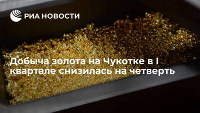 Власти Чукотки: добыча золота в регионе в I квартале снизилась на четверть, до 3,73 тонны