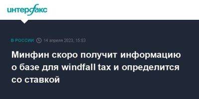 Минфин скоро получит информацию о базе для windfall tax и определится со ставкой