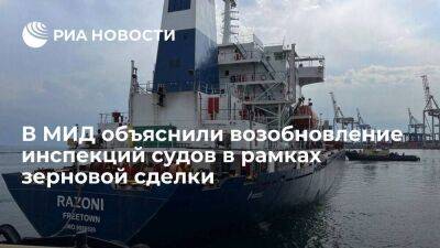 Дипломат Ильичев: досмотр судов с зерном возобновился после прекращения нарушений Украиной