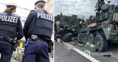 В Германии столкнулись несколько бронеавтомобилей армии США - фото