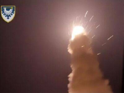 Украинские ракетчики показали, как ночью 19 апреля сбивали вражеские цели в небе над Одесской областью. Видео